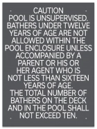 Ontario CA Unsupervised Pool >93m2 Sign